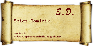 Spicz Dominik névjegykártya